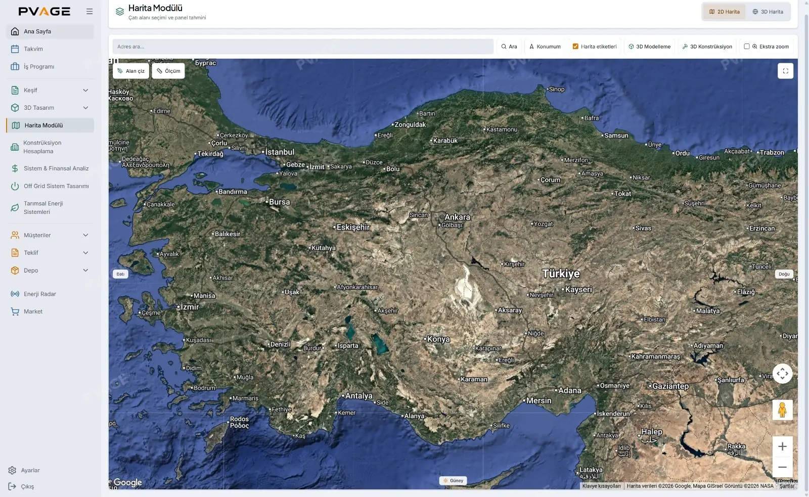 PVAGE map module screen